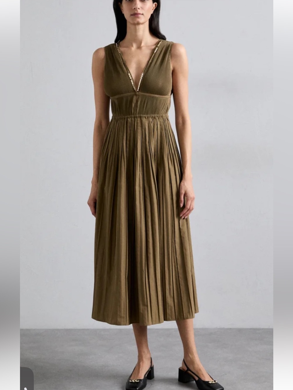 New Maje Olive Maxi Dress with Deep V Neck